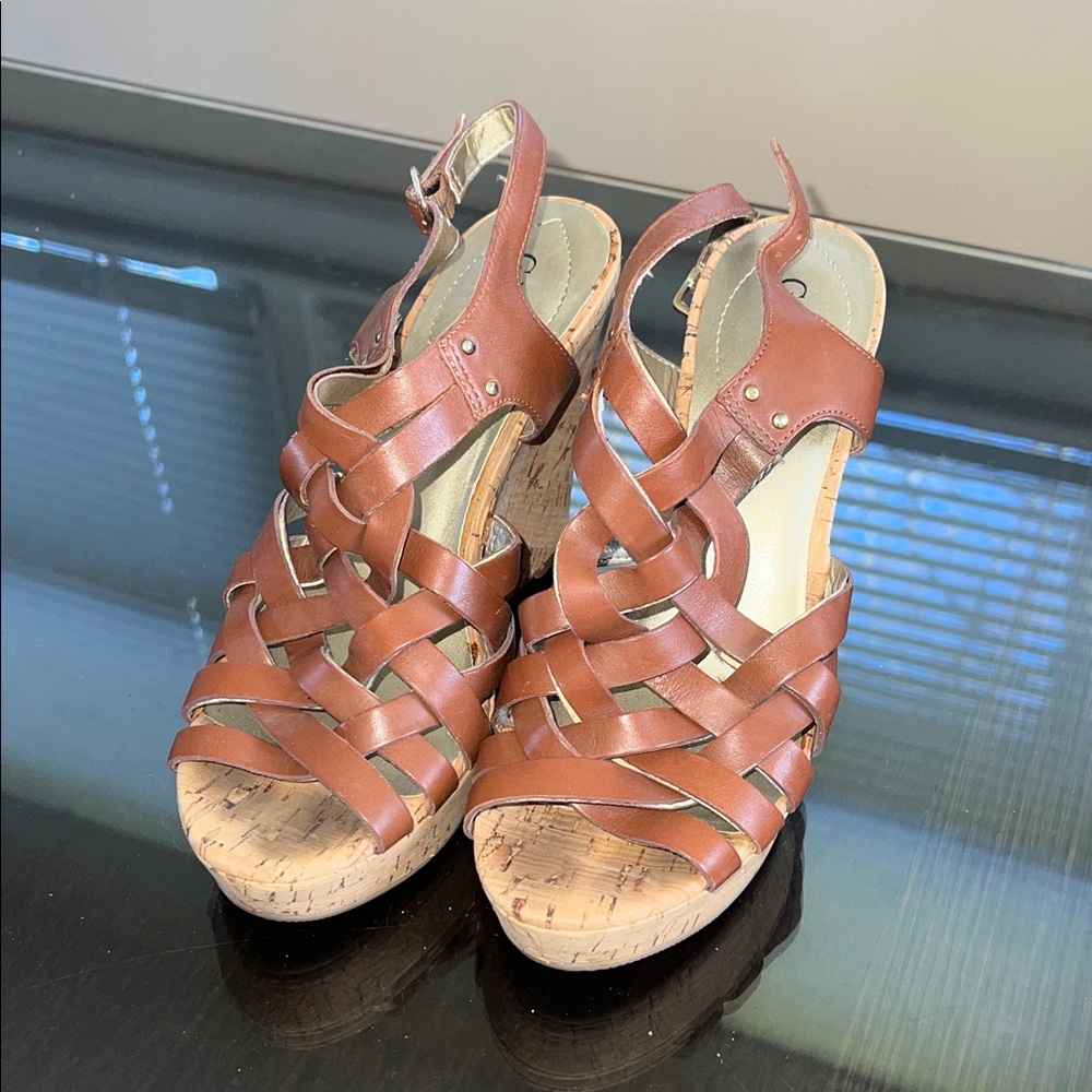 Guess Tan Woven Sandals